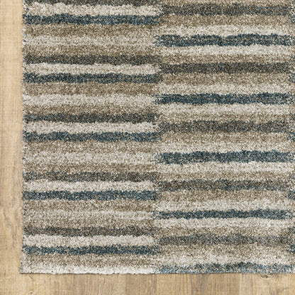 5' X 8' Teal Blue Geometric Power Loom Area Rug
