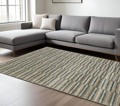 7' X 10' Teal Blue Geometric Power Loom Area Rug