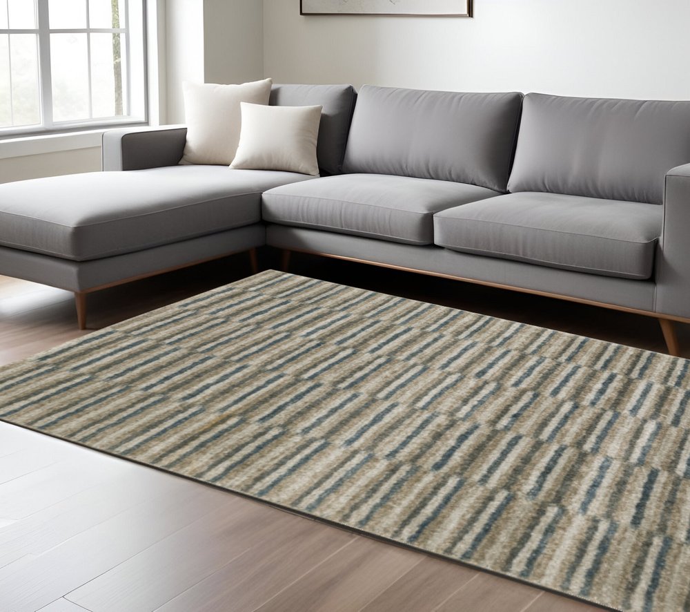 8' X 11' Teal Blue Geometric Power Loom Area Rug