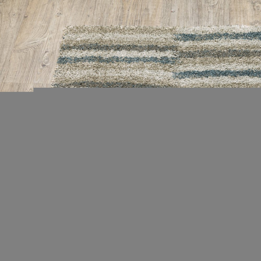 10' X 13' Teal Blue Geometric Power Loom Area Rug
