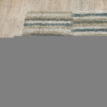 10' X 13' Teal Blue Geometric Power Loom Area Rug