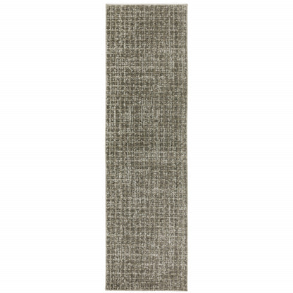 8' Runner Gray Geometric Power Loom Runner Rug