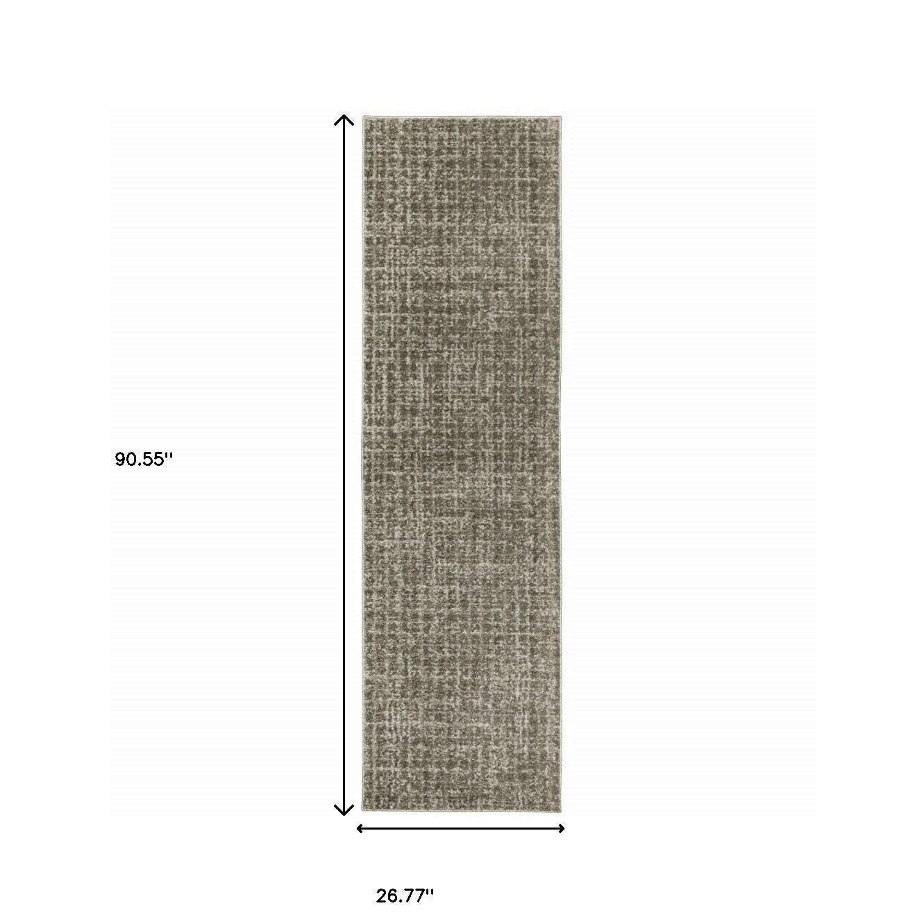 8' Runner Gray Geometric Power Loom Runner Rug