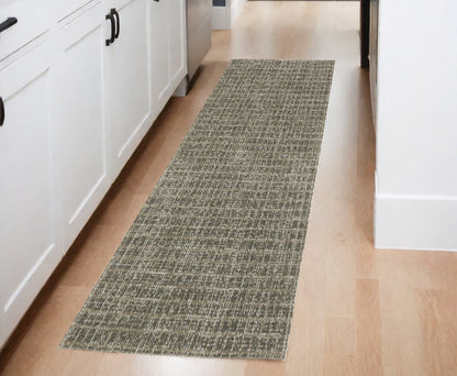 8' Runner Gray Geometric Power Loom Runner Rug