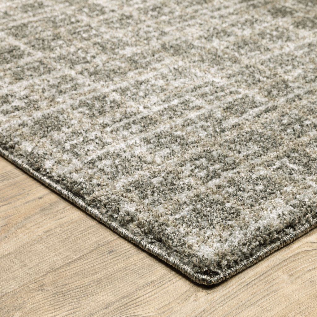 8' Runner Gray Geometric Power Loom Runner Rug