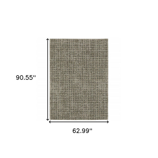 5' X 8' Brown And Beige Geometric Distressed Area Rug