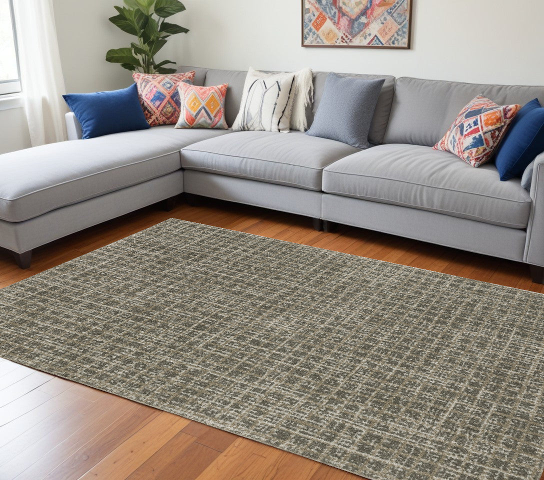 7' X 10' Gray Geometric Power Loom Area Rug