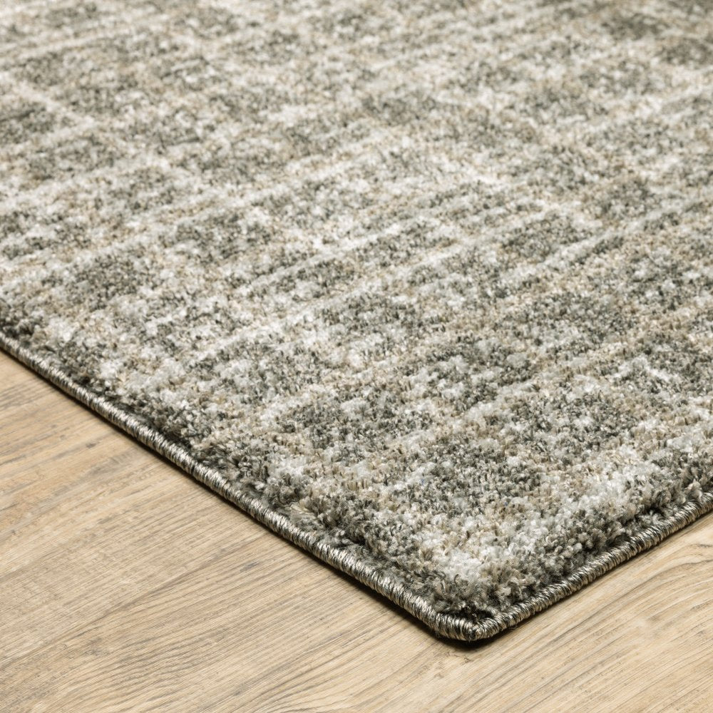 10' X 13' Gray Geometric Power Loom Area Rug