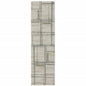 8' Beige And Blue Geometric Distressed Runner Rug