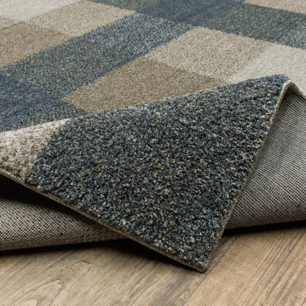 8' Tan And Gray Geometric Runner Rug