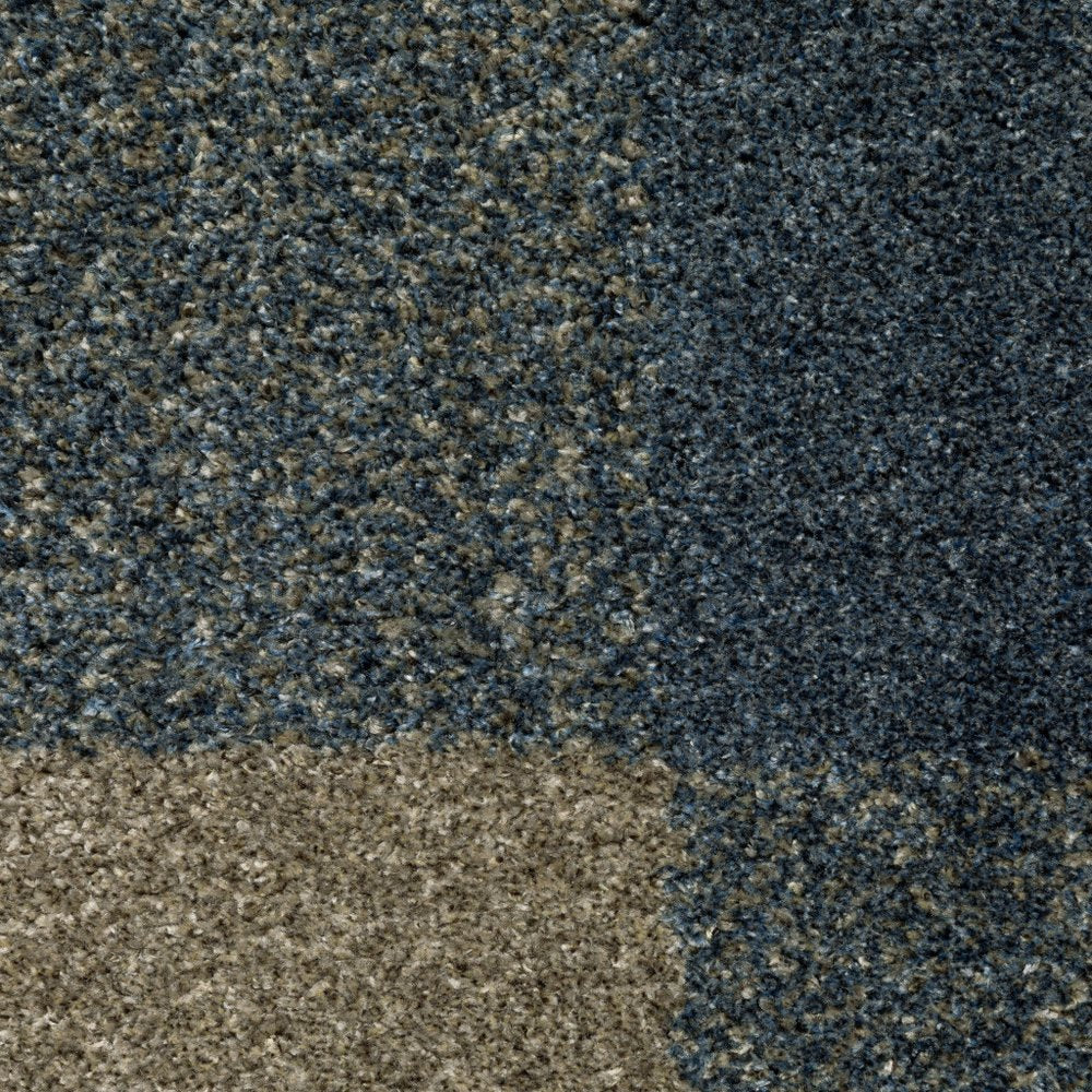 3' X 5' Blue And Beige Geometric Distressed Area Rug