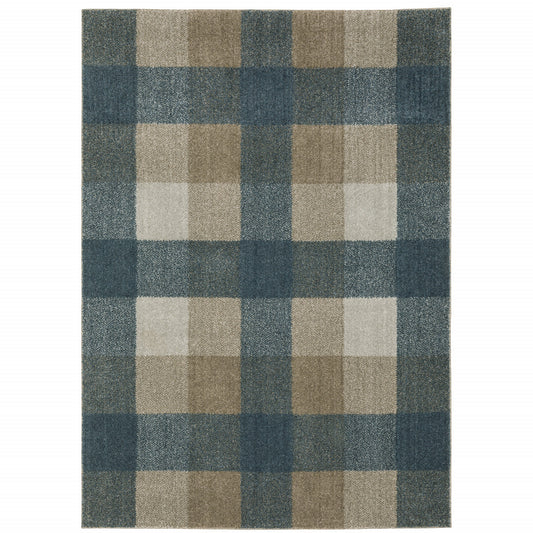 5' X 8' Tan and Gray Geometric Power Loom Area Rug