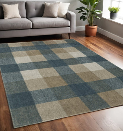 5' X 8' Tan and Gray Geometric Power Loom Area Rug