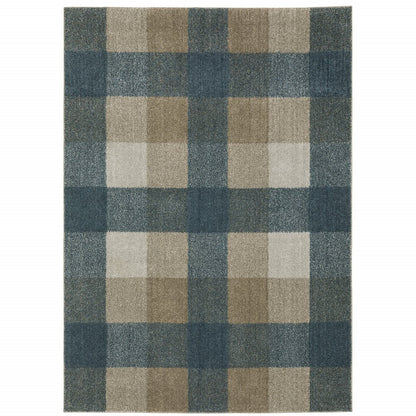 5' X 8' Tan and Gray Geometric Power Loom Area Rug