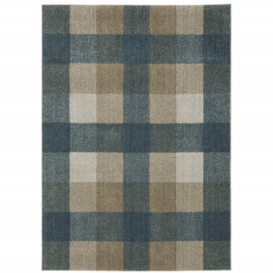 5' X 8' Tan and Gray Geometric Power Loom Area Rug
