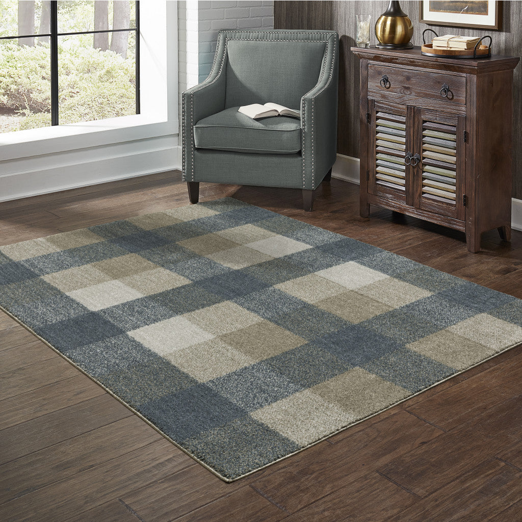 5' X 8' Tan and Gray Geometric Power Loom Area Rug