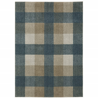 7' X 10' Tan and Gray Geometric Power Loom Area Rug