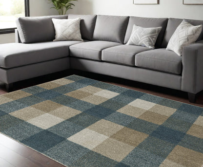 7' X 10' Tan and Gray Geometric Power Loom Area Rug