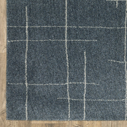 8' Blue And Gray Geometric Runner Rug