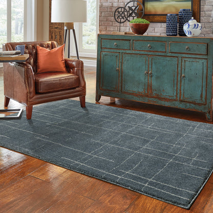 3' X 5' Blue and Gray Geometric Power Loom Area Rug