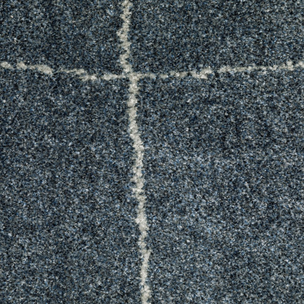 3' X 5' Blue And Beige Geometric Distressed Area Rug
