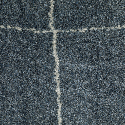 3' X 5' Blue And Beige Geometric Distressed Area Rug
