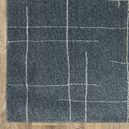 3' X 5' Blue and Gray Geometric Power Loom Area Rug