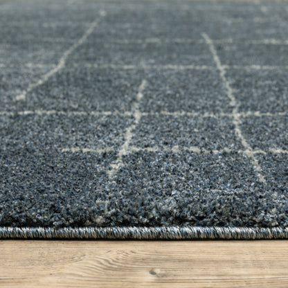 5' X 8' Blue and Gray Geometric Power Loom Area Rug