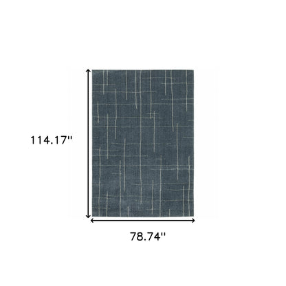 7' X 10' Blue and Gray Geometric Power Loom Area Rug