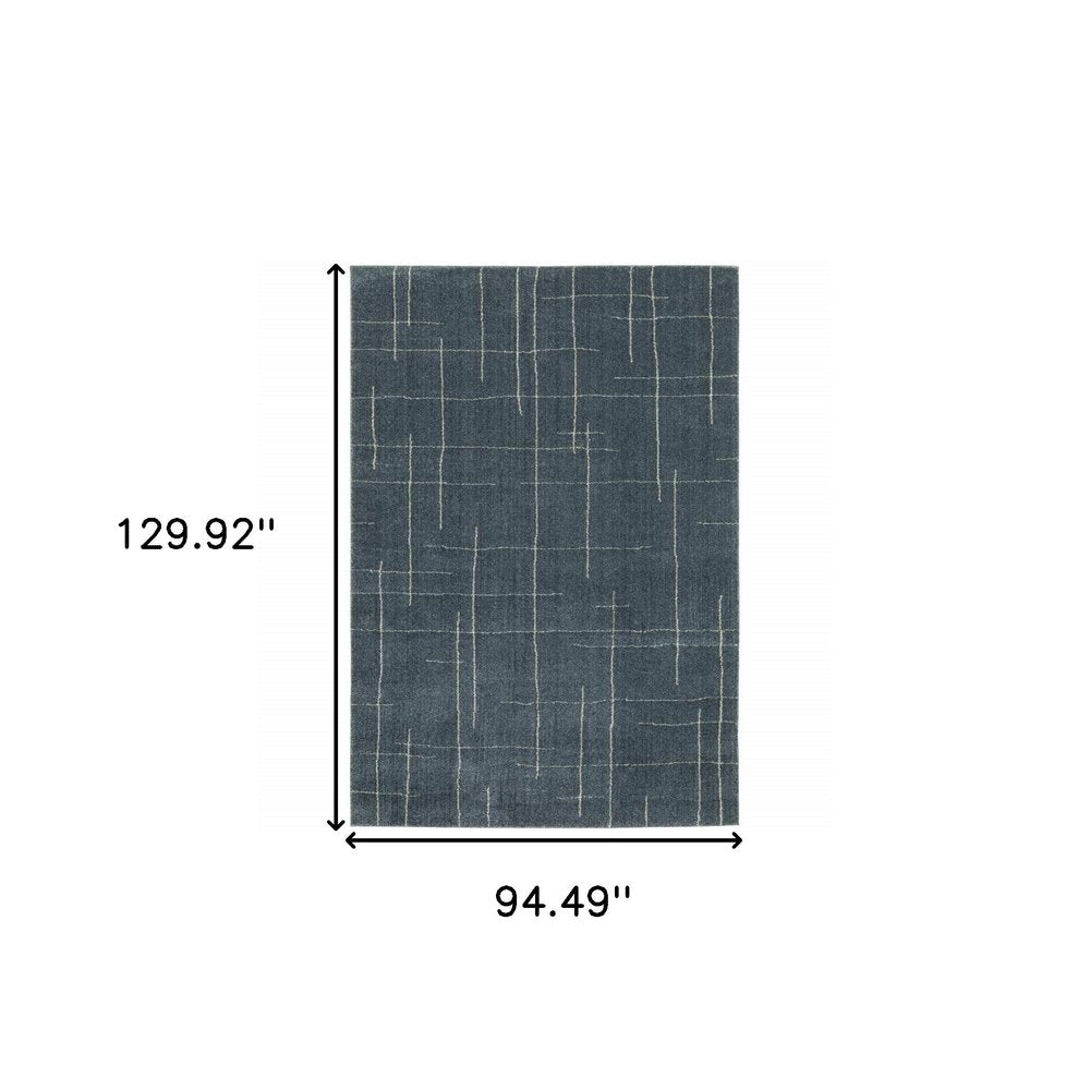 8' X 11' Blue and Gray Geometric Power Loom Area Rug