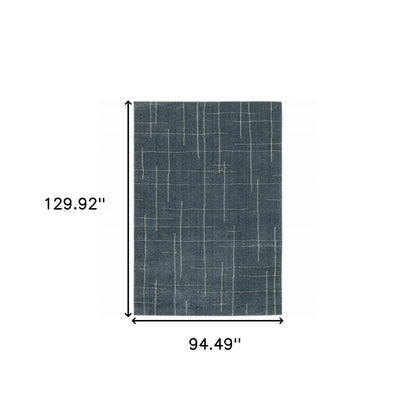 8' X 11' Blue and Gray Geometric Power Loom Area Rug