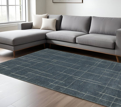 8' X 11' Blue and Gray Geometric Power Loom Area Rug
