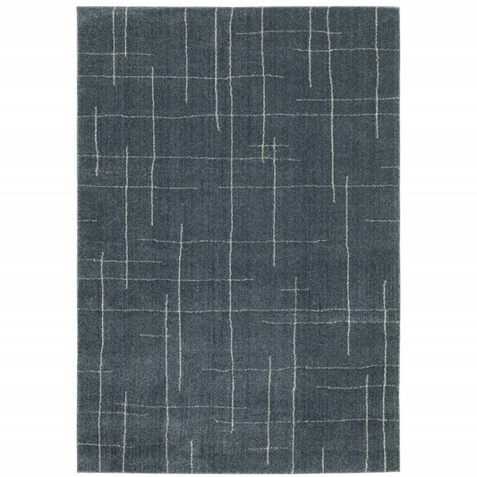 8' X 11' Blue and Gray Geometric Power Loom Area Rug