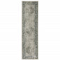 8' Beige And Blue Oriental Distressed Runner Rug