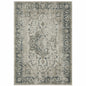 3' X 5' Beige And Blue Oriental Distressed Area Rug