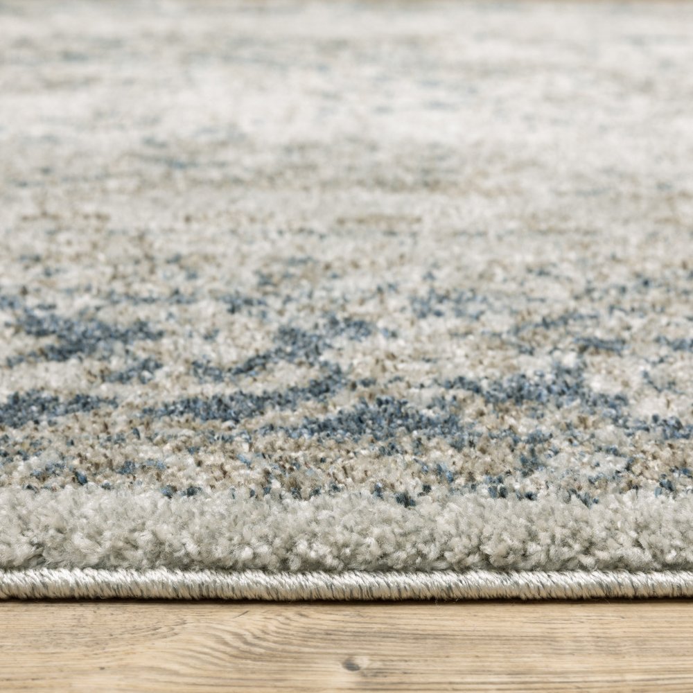 3' X 5' Beige And Blue Oriental Distressed Area Rug