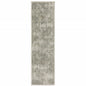 8' Beige And Gray Oriental Distressed Runner Rug