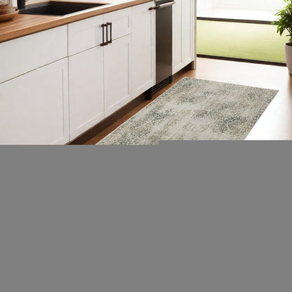 8' Beige And Gray Oriental Distressed Runner Rug