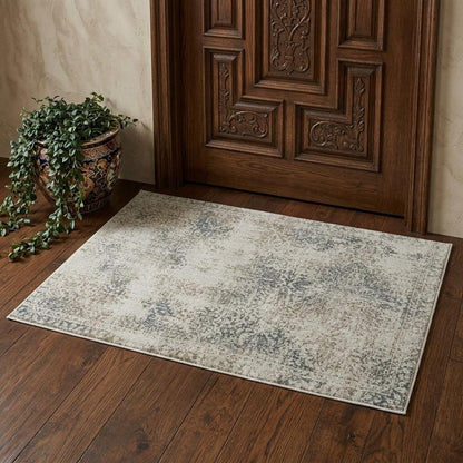 3' X 5' Beige And Gray Oriental Distressed Area Rug