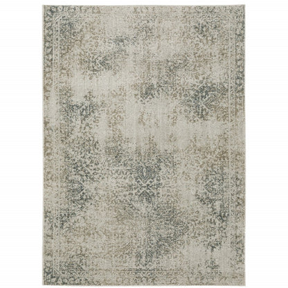 3' X 5' Beige And Gray Oriental Distressed Area Rug