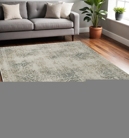 5' X 8' Gray Oriental Power Loom Area Rug