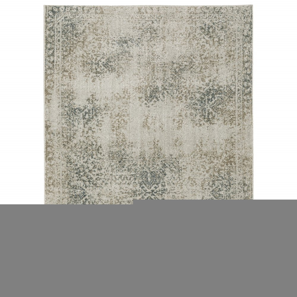 7' X 10' Gray Oriental Power Loom Area Rug