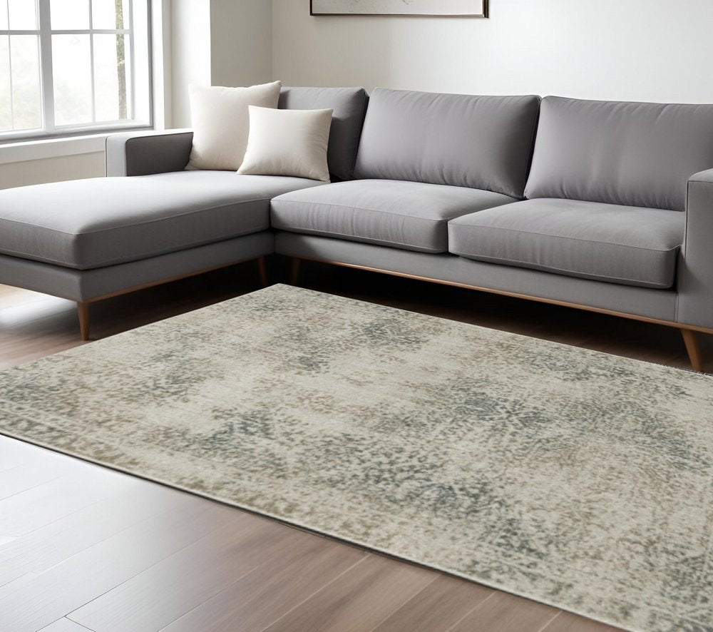 8' X 11' Gray Oriental Power Loom Area Rug