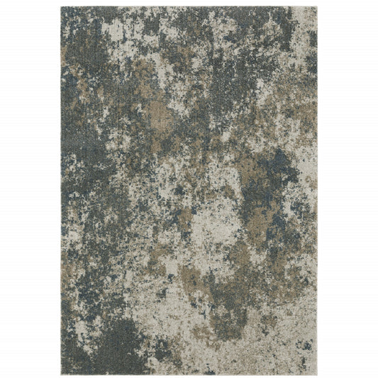 3' X 5' Tan and Gray Abstract Power Loom Area Rug