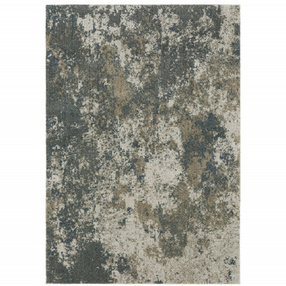 3' X 5' Blue And Beige Abstract Distressed Area Rug