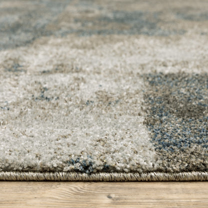 5' X 8' Teal Blue Geometric Power Loom Area Rug