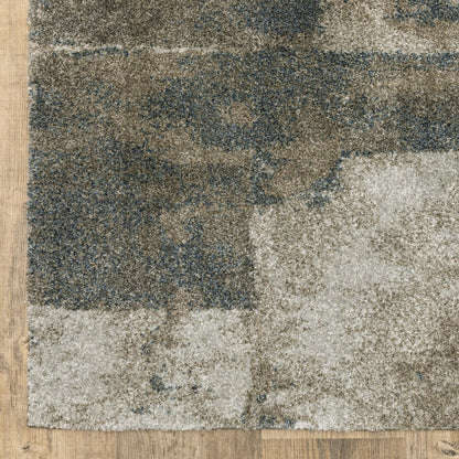 5' X 8' Teal Blue Geometric Power Loom Area Rug