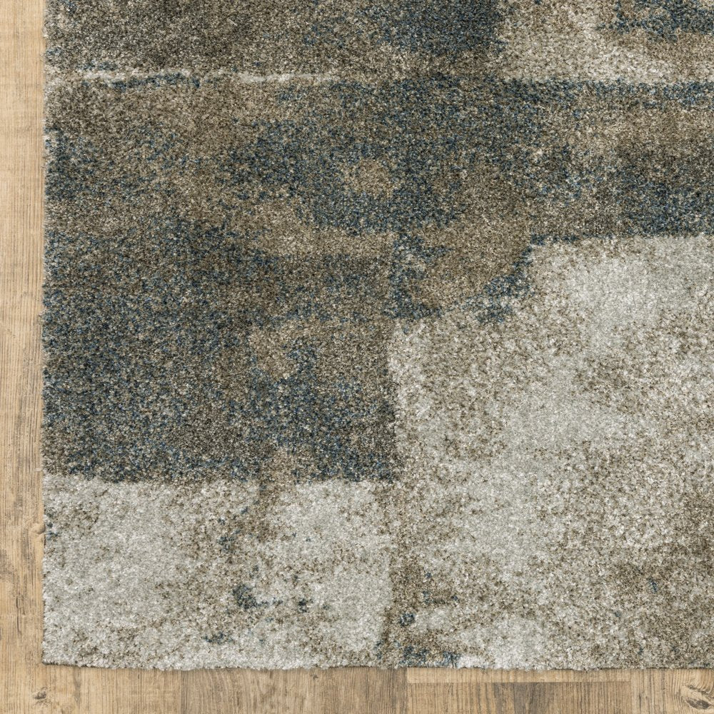 5' X 8' Teal Blue Geometric Power Loom Area Rug