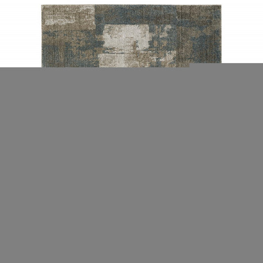 10' X 13' Teal Blue Geometric Power Loom Area Rug