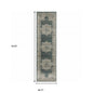 8' Blue And Beige Oriental Runner Rug